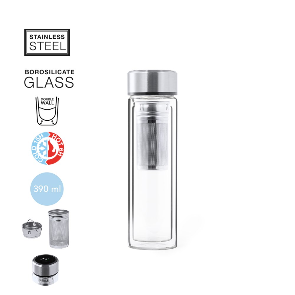Thermosfles Bekins Glas RVS 390 ml