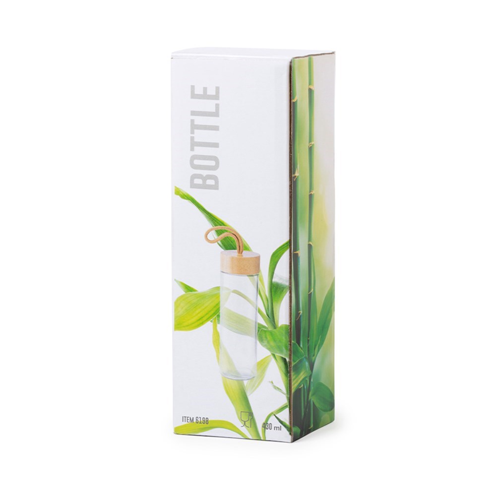 Waterfles Glas Bamboe 420 ml